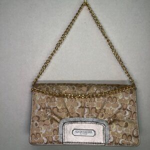 Coach Tan and Gold Women's Bag wallet clutch